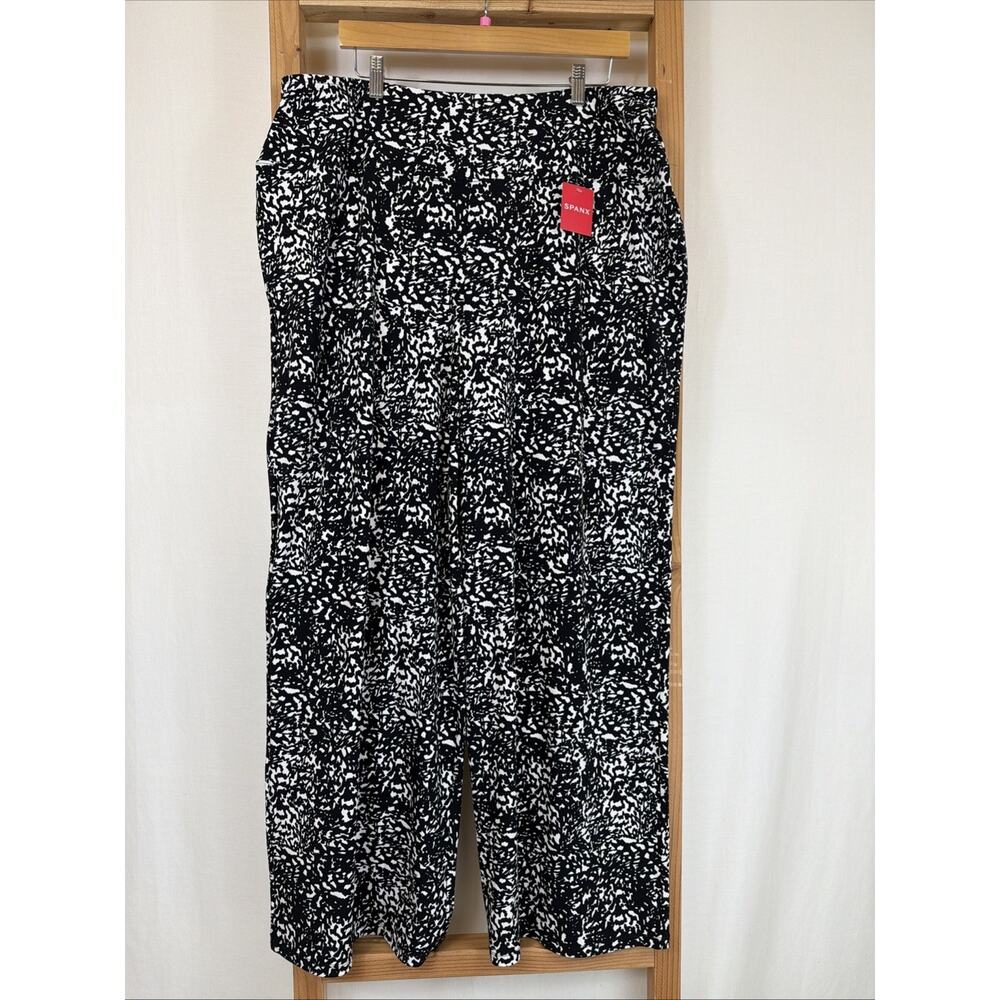 NWT Spanx Black White Go With The Flow Wide Leg Pants #1442 Size 2X